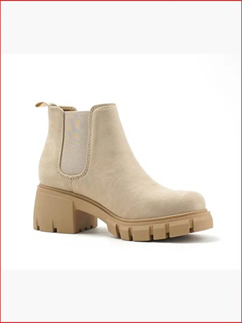 Lug Sole Mid Heel Chelsea Ankle Bootie with Elastic Gore - Picture 4 of 5